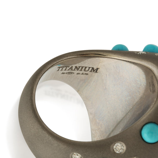 Titanium, Turquoise and Diamond Ring Number One