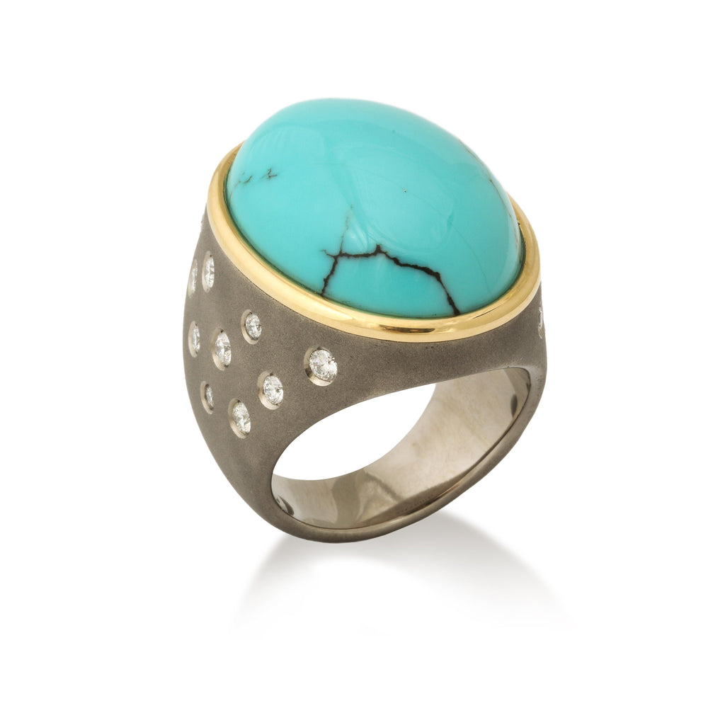 Titanium, Turquoise and Diamond Ring Number Two
