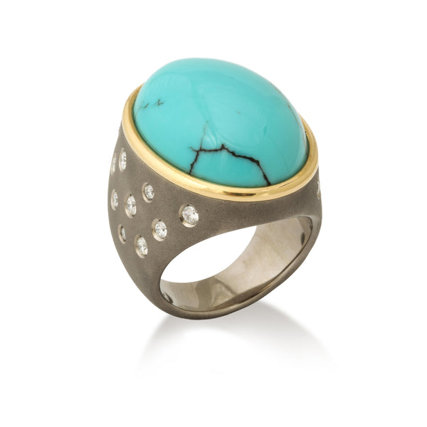 Titanium, Turquoise and Diamond Ring Number Two