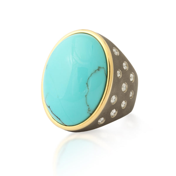 Titanium, Turquoise and Diamond Ring Number Two