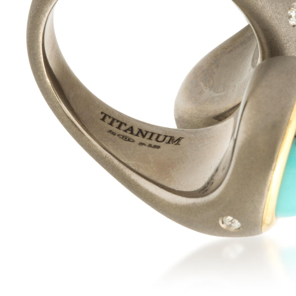 Titanium, Turquoise and Diamond Twin Ring Number Three