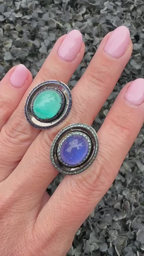 Paraiba Tourmaline and Tanzanite Cufflinks