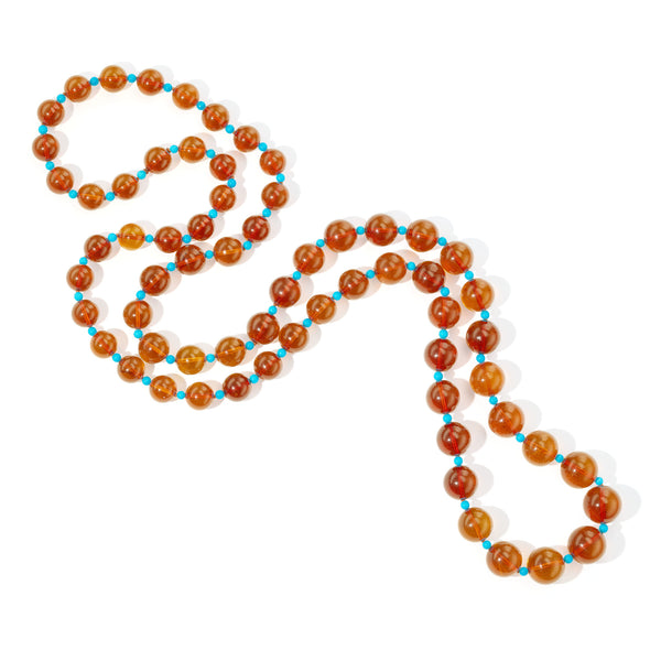 Amber and Turquoise Double Strand Necklace