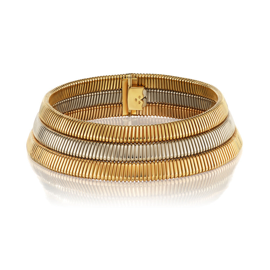 Iconic Bulgari Three Color Tubogas Necklace