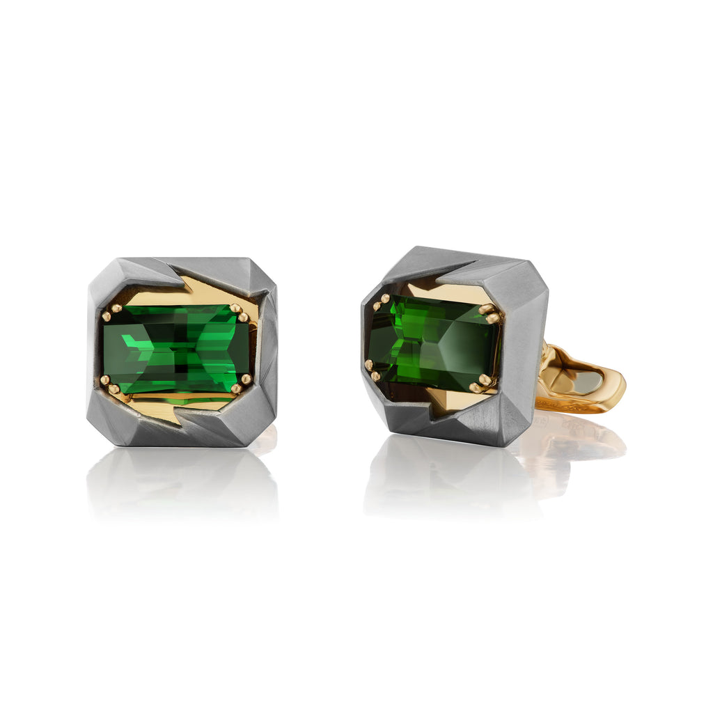 Cutting Edge Classic Green Tourmaline Cufflinks