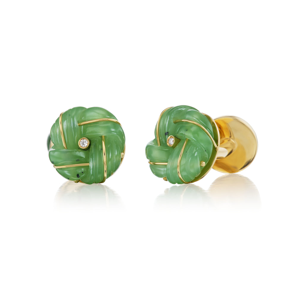 Jade and Diamond Knot Cufflinks