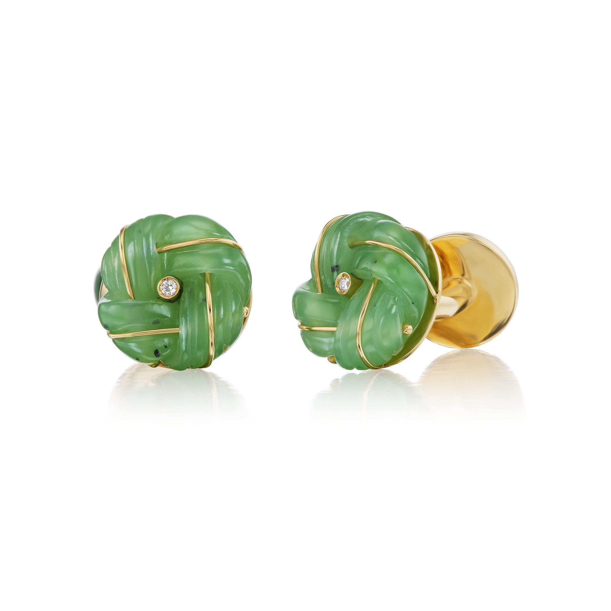 Jade and Diamond Knot Cufflinks