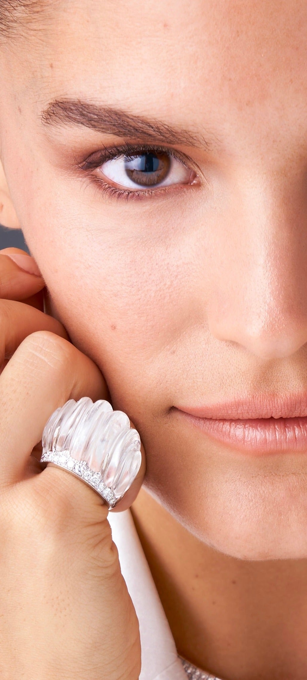 David Webb Rock Crystal and Diamond Ring