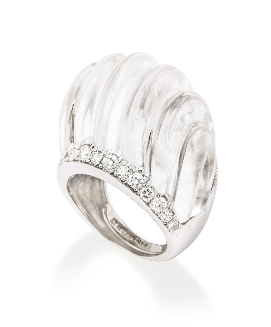 David Webb Rock Crystal and Diamond Ring