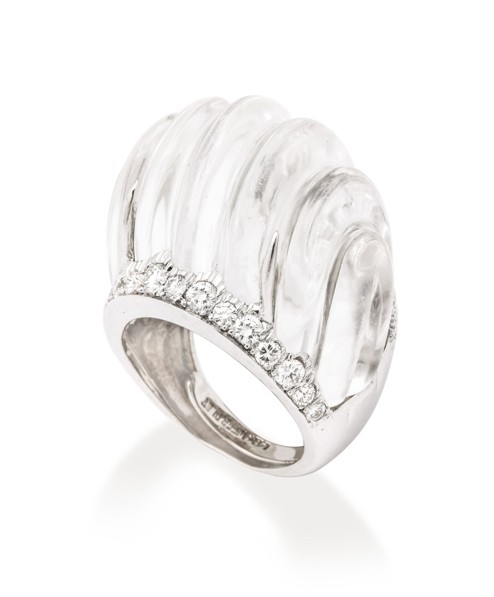 David Webb Rock Crystal and Diamond Ring