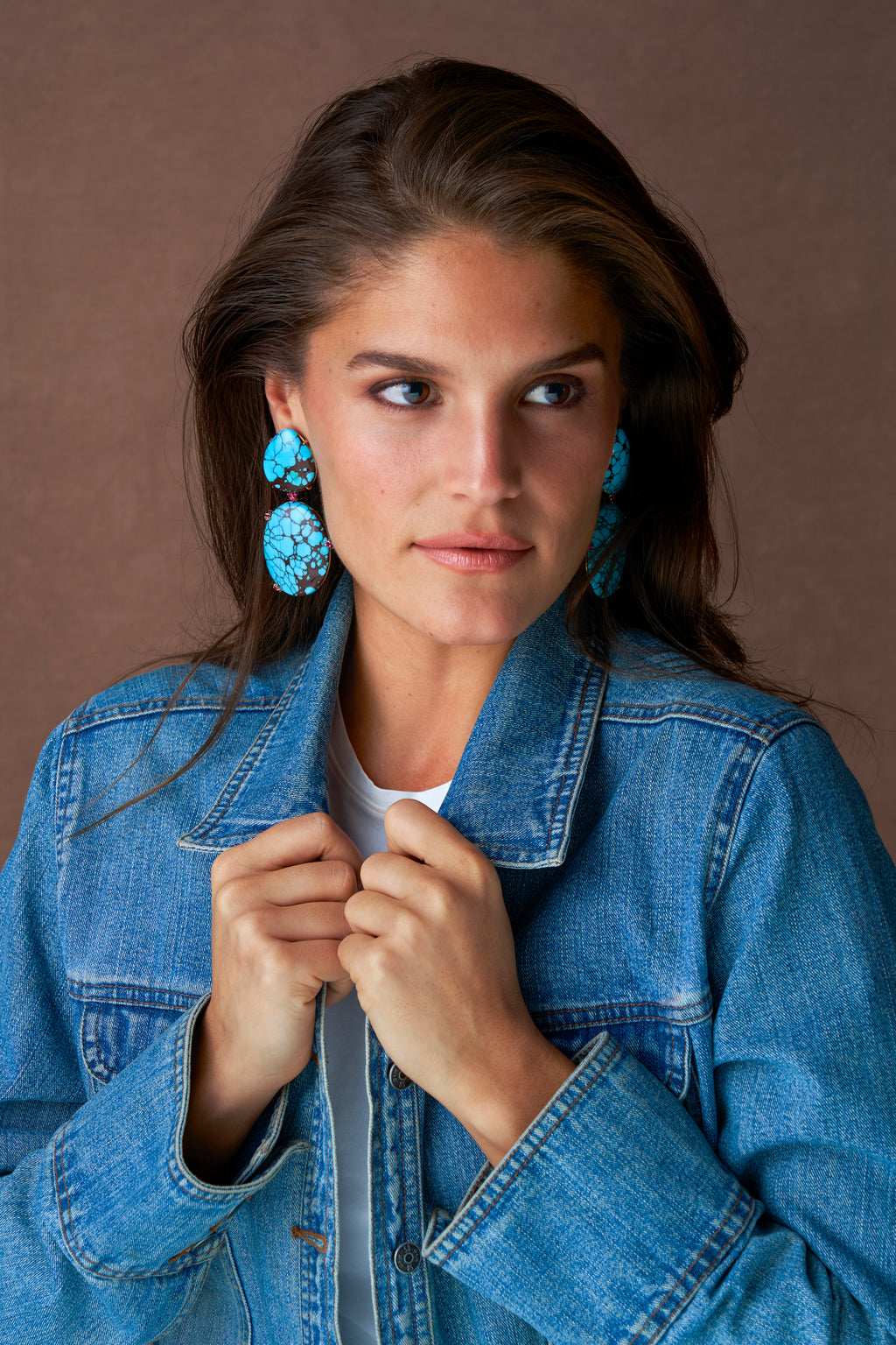Pear Shape Turquoise and Ruby Earrings